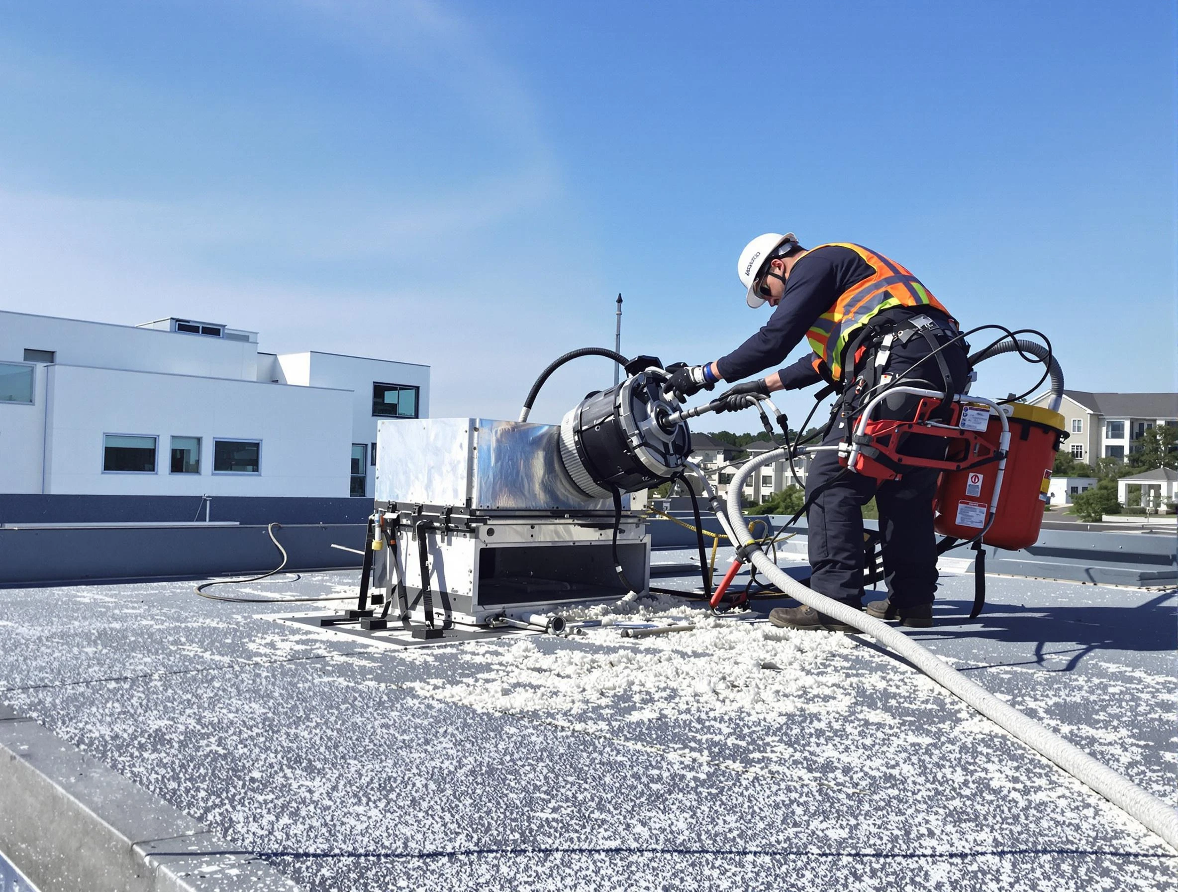 Cleaning Dryer Vent On Roof in Hueytown