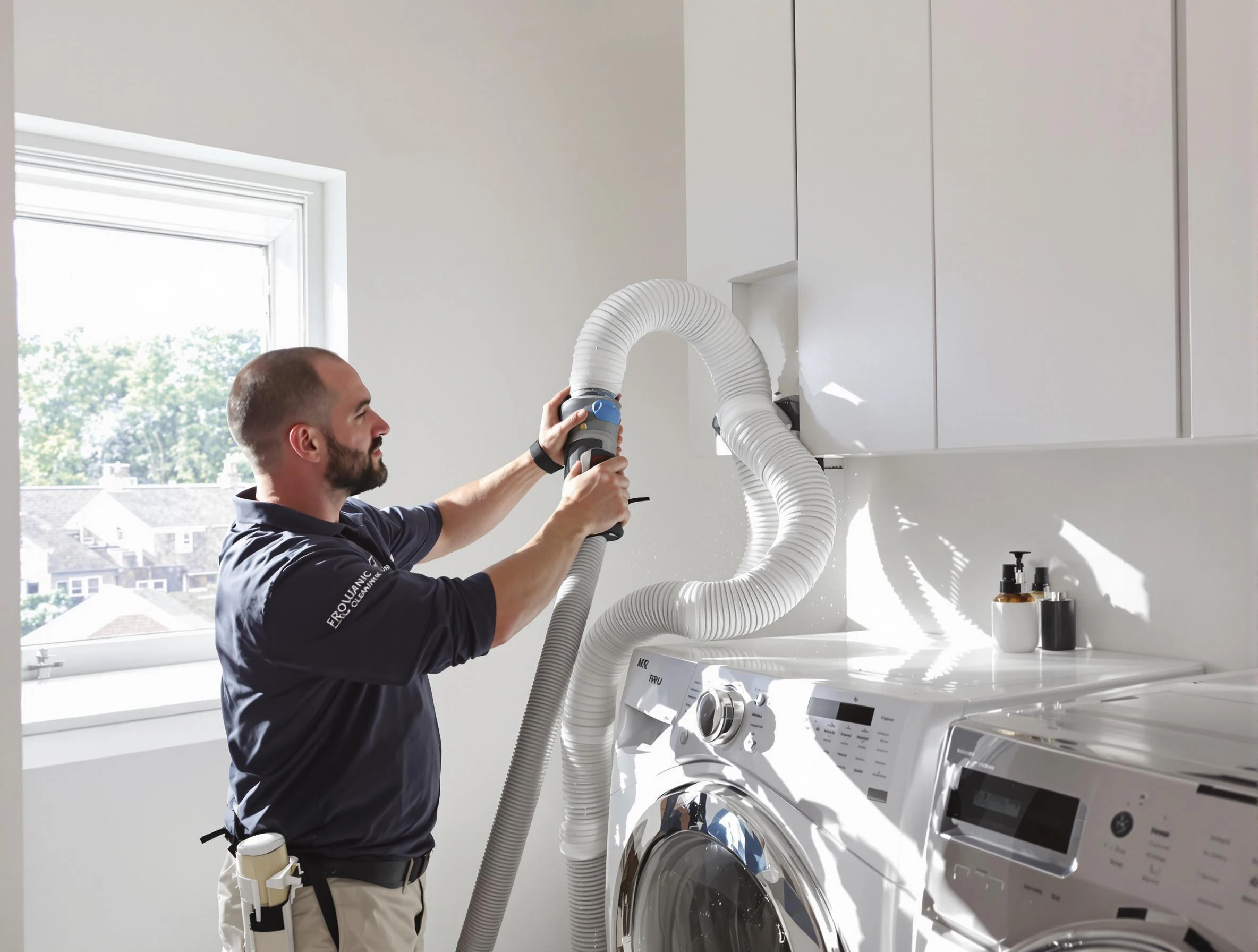 Certified Hueytown Dryer Vent Cleaning technician performing dryer vent cleaning in Hueytown